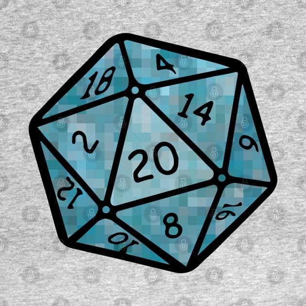 20 sided dice - pixel by helengarvey